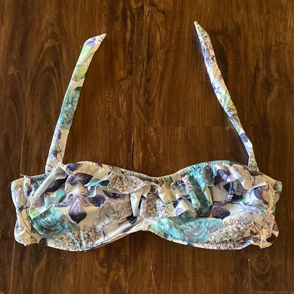 Cute succulent print strapless bikini top size large
